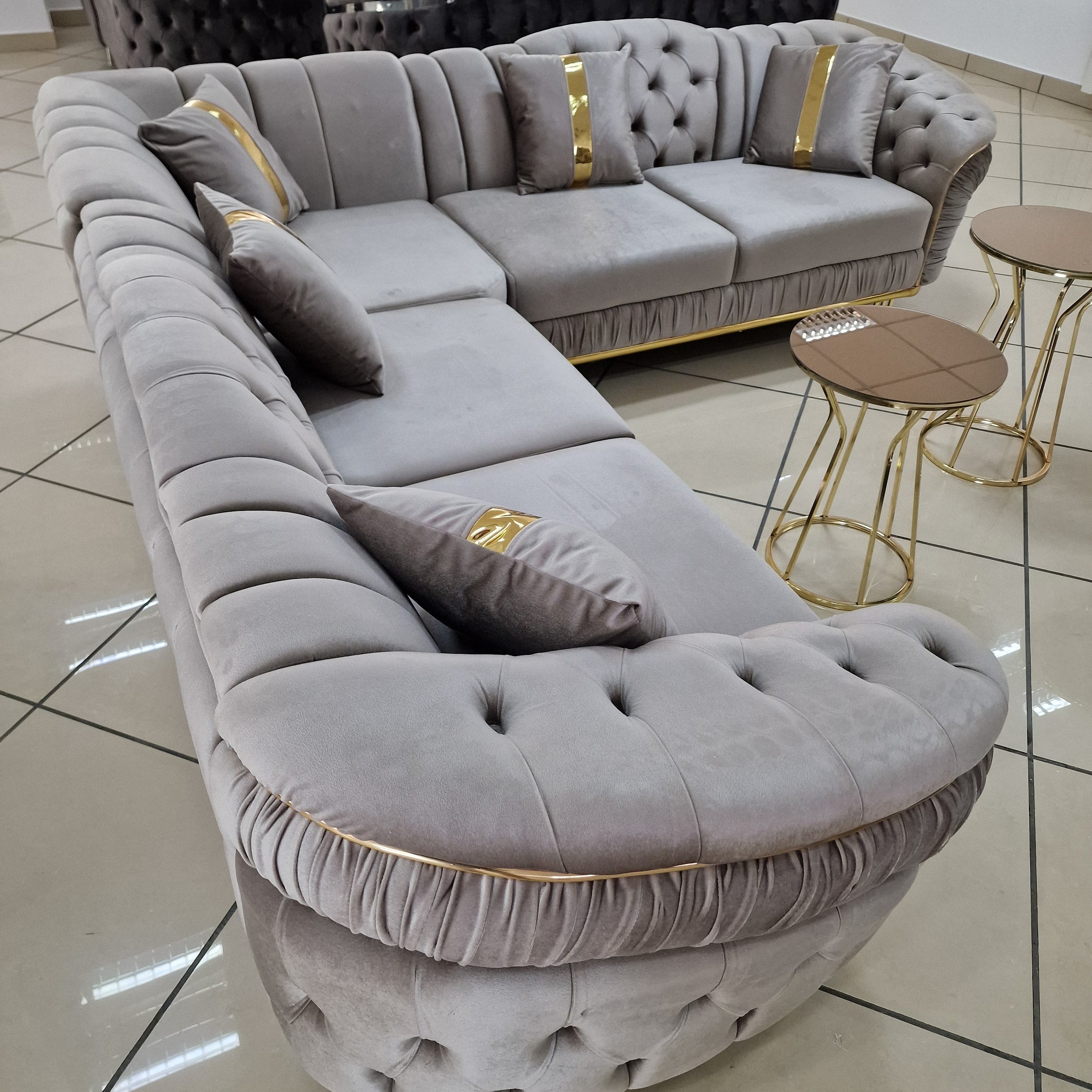 Colțar catifea, fix, Conan - Stil Chesterfield