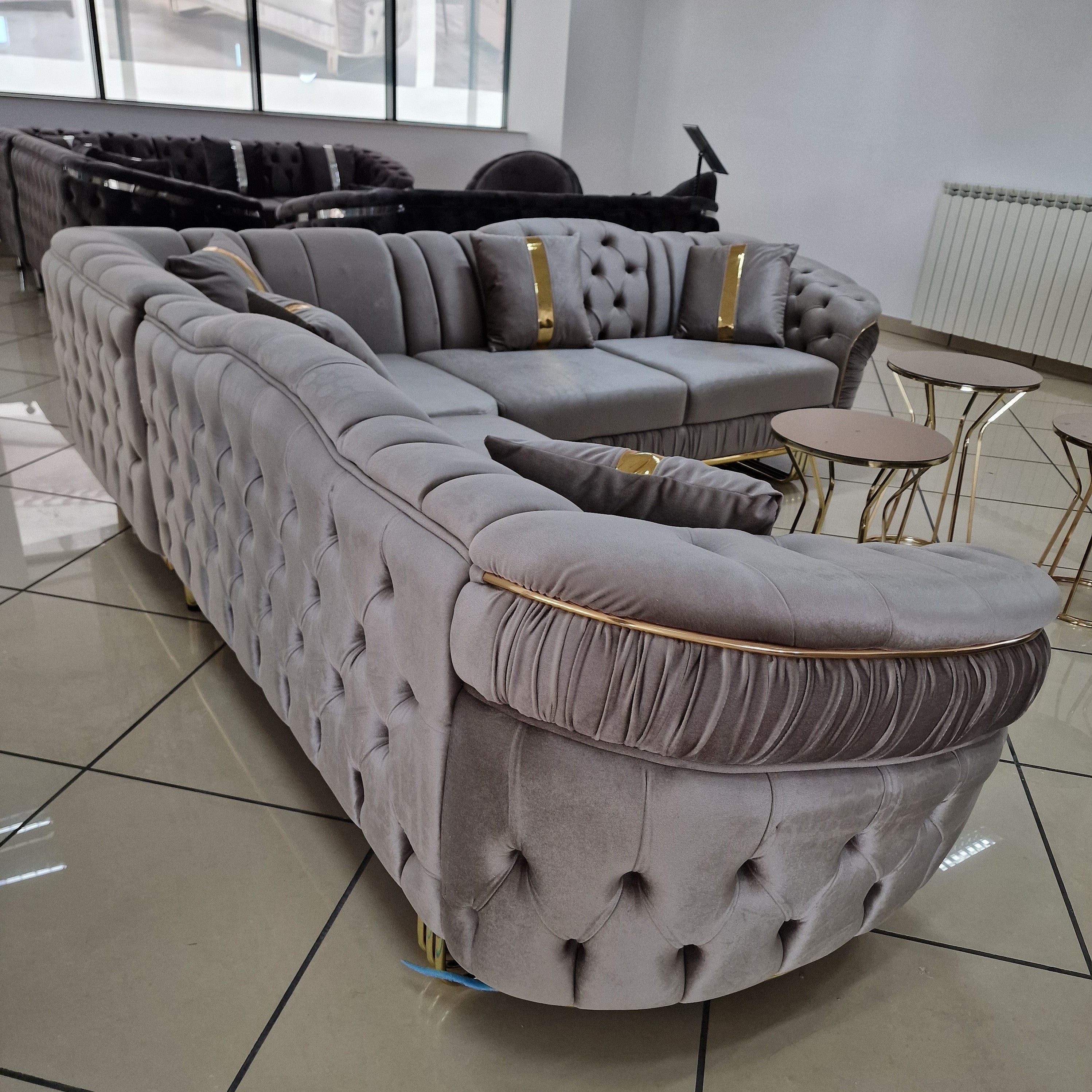 Colțar catifea, fix, Conan - Stil Chesterfield