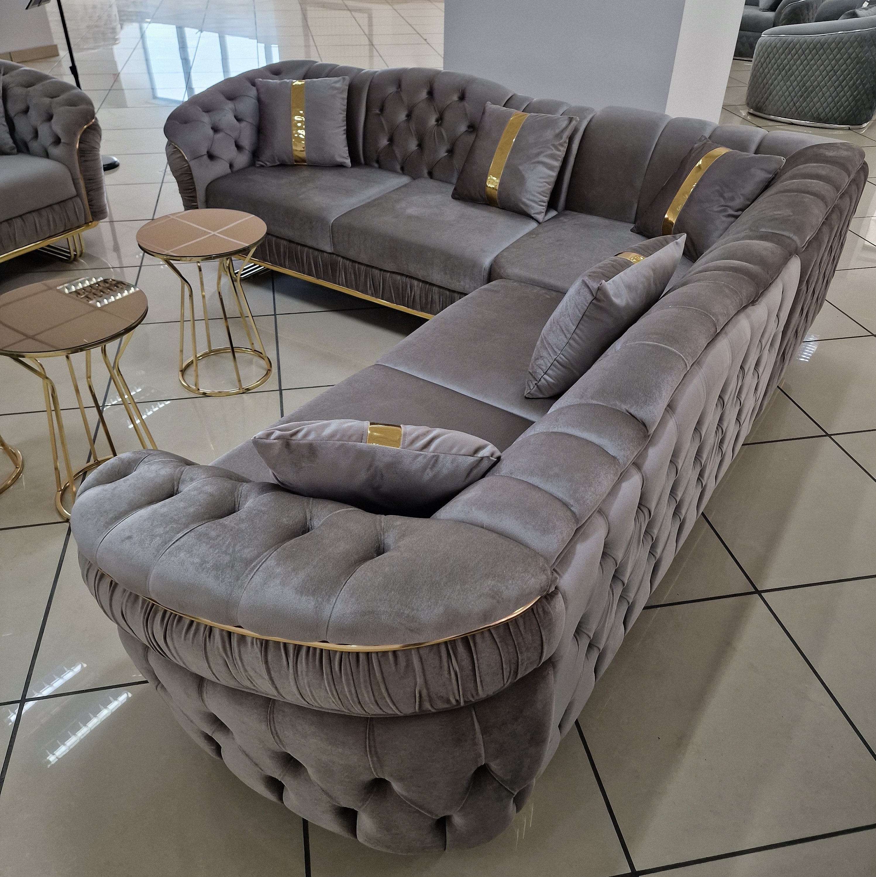 Colțar catifea, fix, Conan - Stil Chesterfield