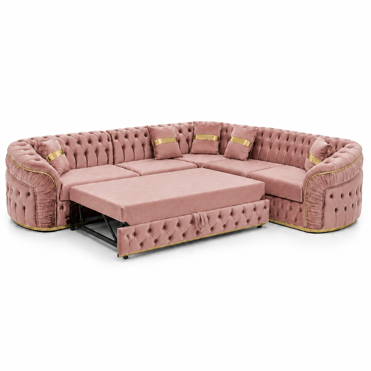 Canapea Xtreme Extensibil IMPACT MOB, catifea, 270cm x 270cm, tapitat, confortabil și modern, în imagine.