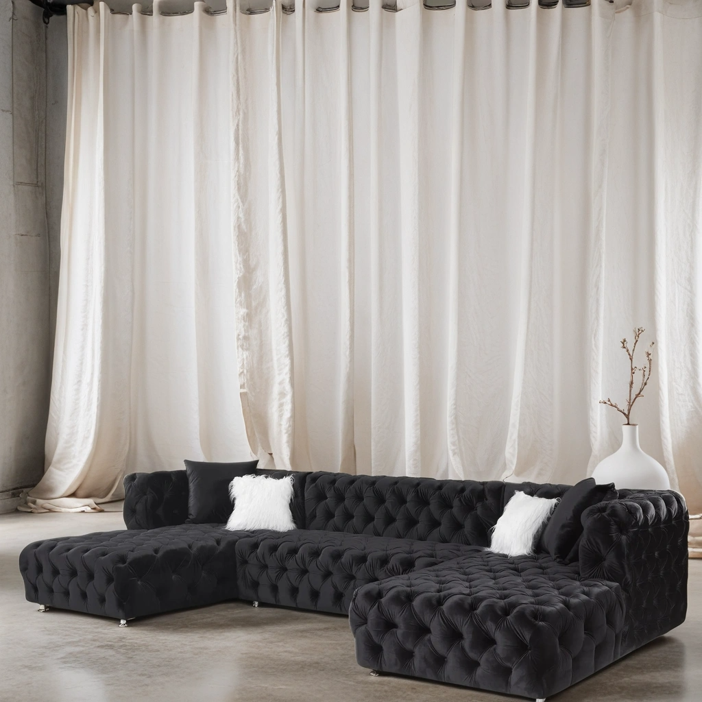 Colțar catifea, fix,  Dallas U - Stil Chesterfield