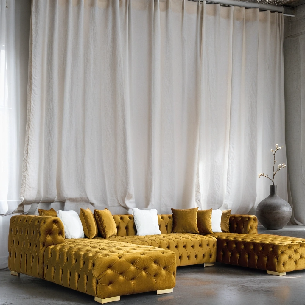 Colțar catifea, fix,  Dallas U - Stil Chesterfield