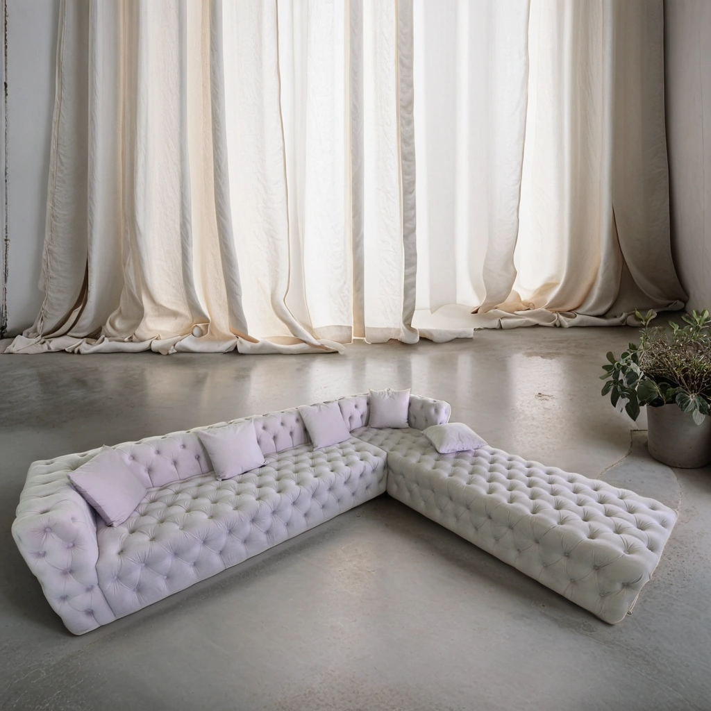 Colțar catifea, fix, Dallas - Stil Chesterfield