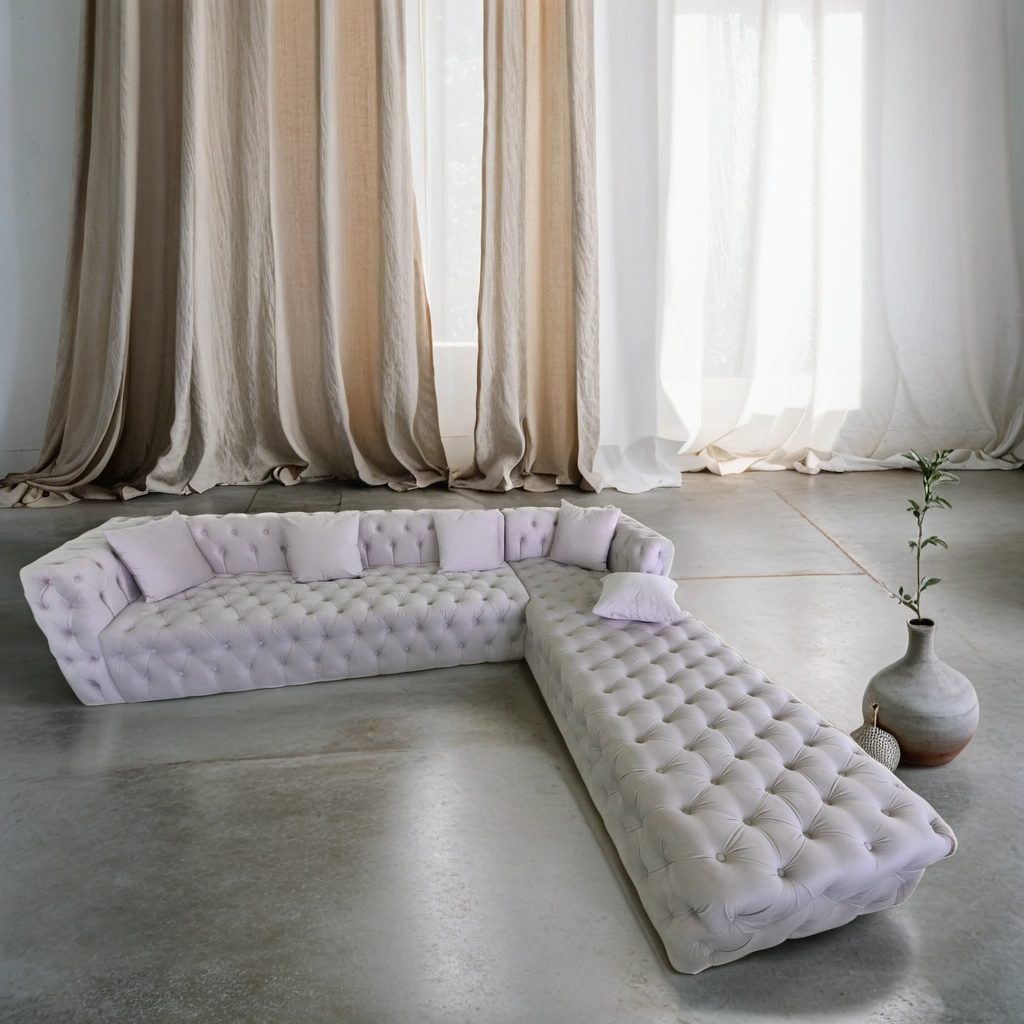 Colțar catifea, fix, Dallas - Stil Chesterfield