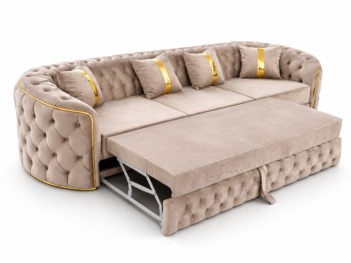 Canapea extensibilă IMPACT MOB Lugano, 4 locuri, cu tapițerie luxoasă și design modern, vizibil în imagine.