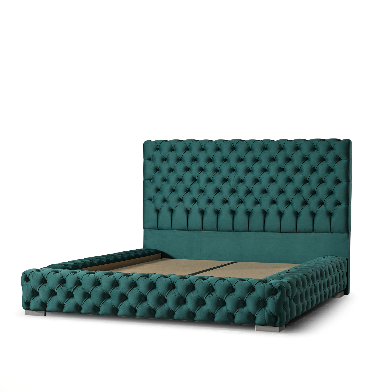 Pat Boxspring Castello din Catifea, cu Saltea și Depozitare - IMPACT MOB