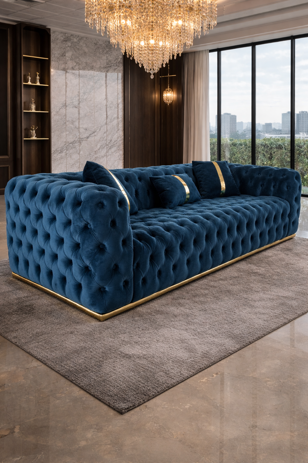 Extreme California velvet sofa by IMPACT MOB, featuring plush upholstery and modern design in a stylish lounge setting.