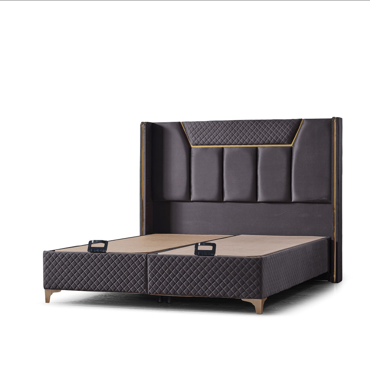 Detaliu al tapiceriei patului tapitat Bazano 160x200, disponibil în paletar variat de culori