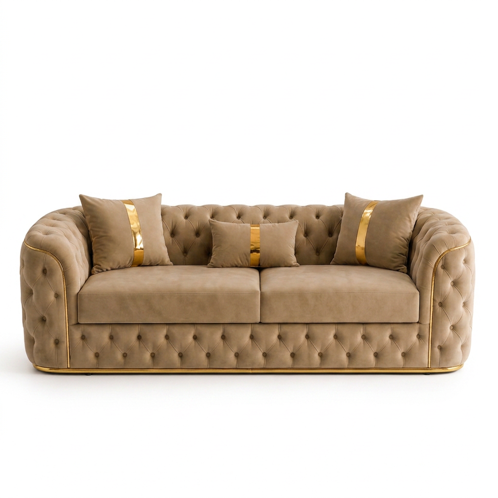 Set Canapea Fixă + 2 Fotolii + Măsuță de Cafea Lugano – Culoare 05