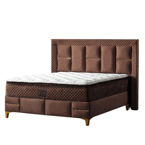 Impact Mob Pat Boxspring Western din catifea with saltea and storage, featuring a stylish design and plush fabric for comfort.