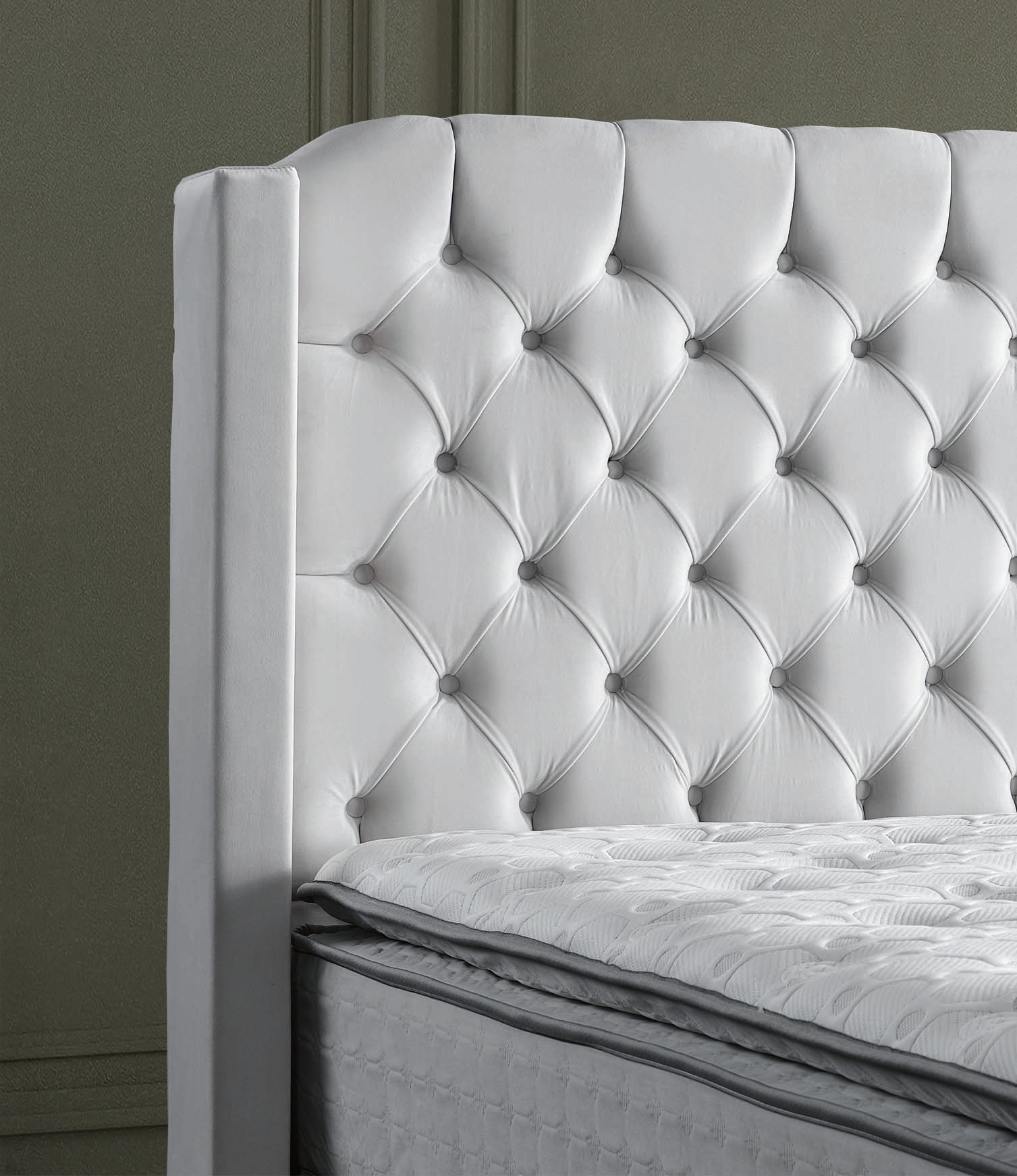 Pat tapițat cu saltea inclusă, ladă depozitare, somieră rabatabilă, catifea – Model Boxspring Premium