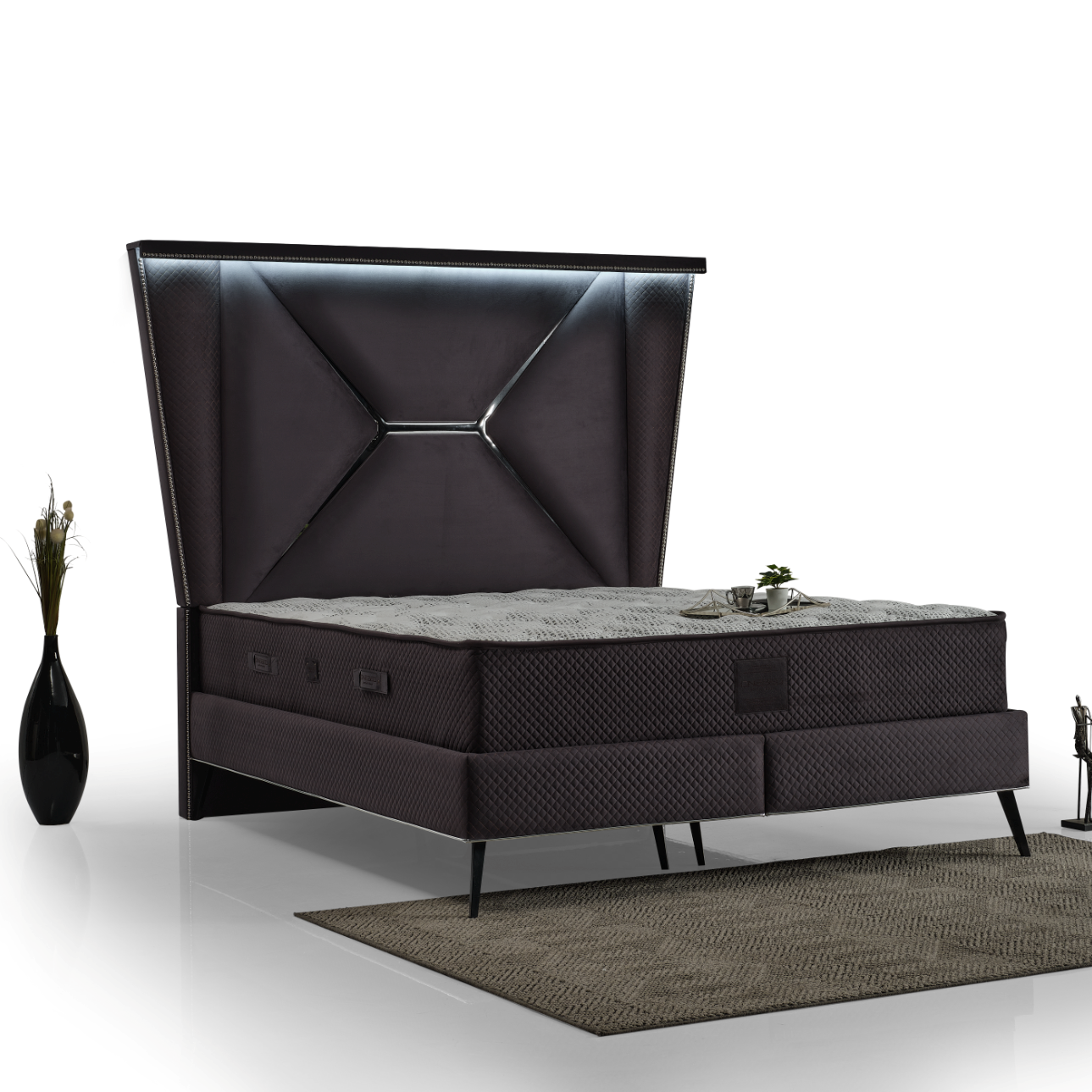 Pat Tapițat Remix cu Ladă de Depozitare și Saltea Inclusă – Confort și Eleganță