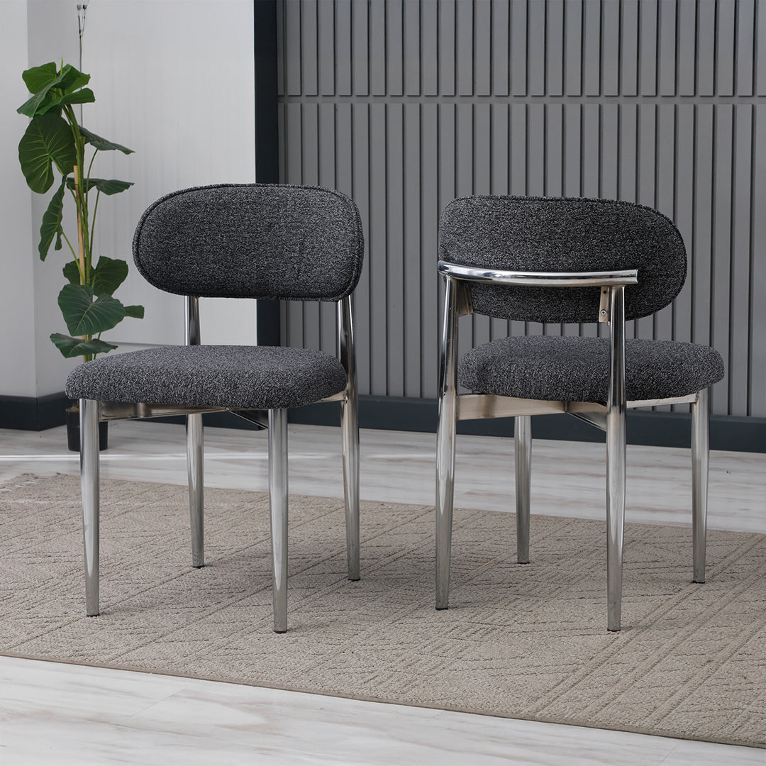 Scaun tapițat, catifea, picioare argintii, Polo