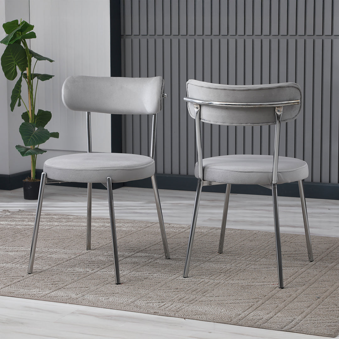 Scaun tapițat, catifea, picioare argintii, Tedy