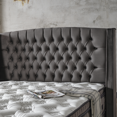 Pat Boxspring Tesla din Catifea, cu Saltea și Depozitare - IMPACT MOB