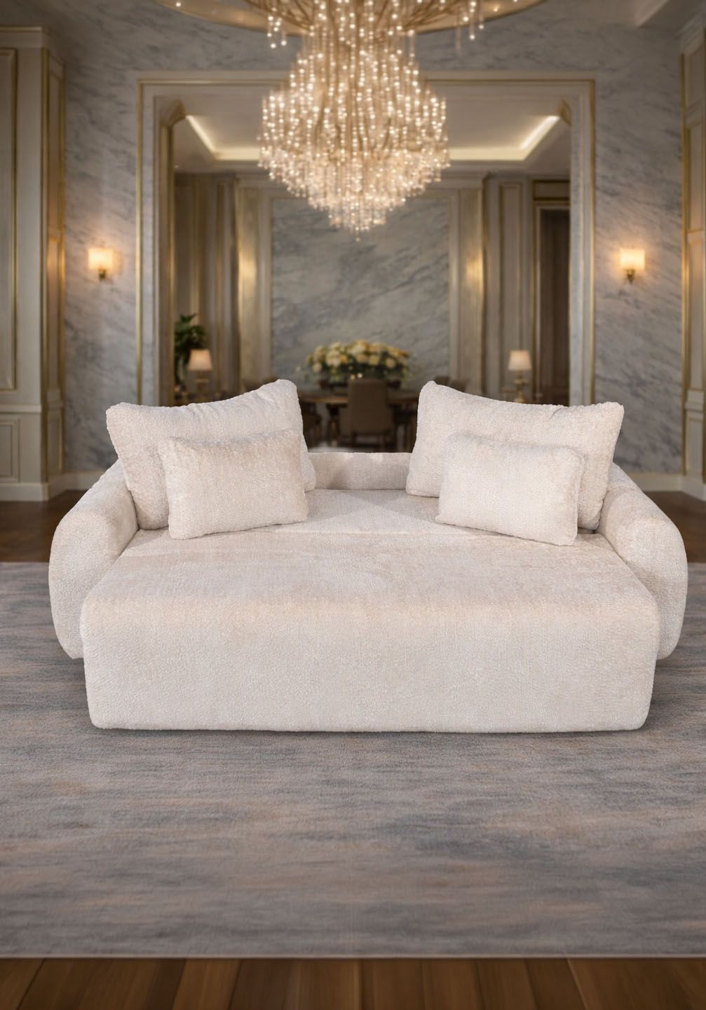 Canapea extensibilă Athena de la IMPACT MOB, cu ladă de depozitare, în stil modern și tapițerie elegantă.