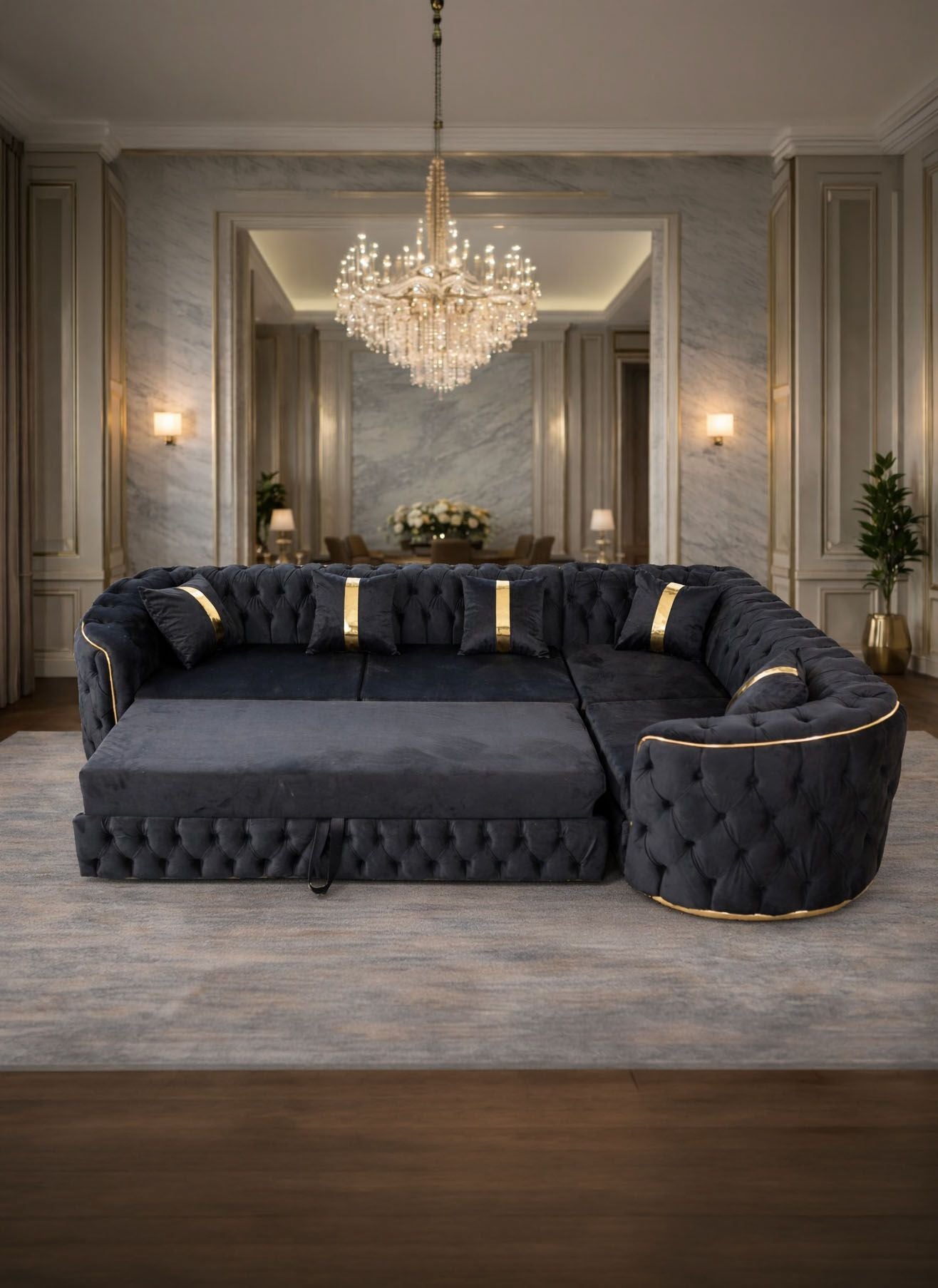 Colțar extensibil Lugano IMPACT MOB, dimensiuni 180x270 cm, cu tapițerie confortabilă și design modern.