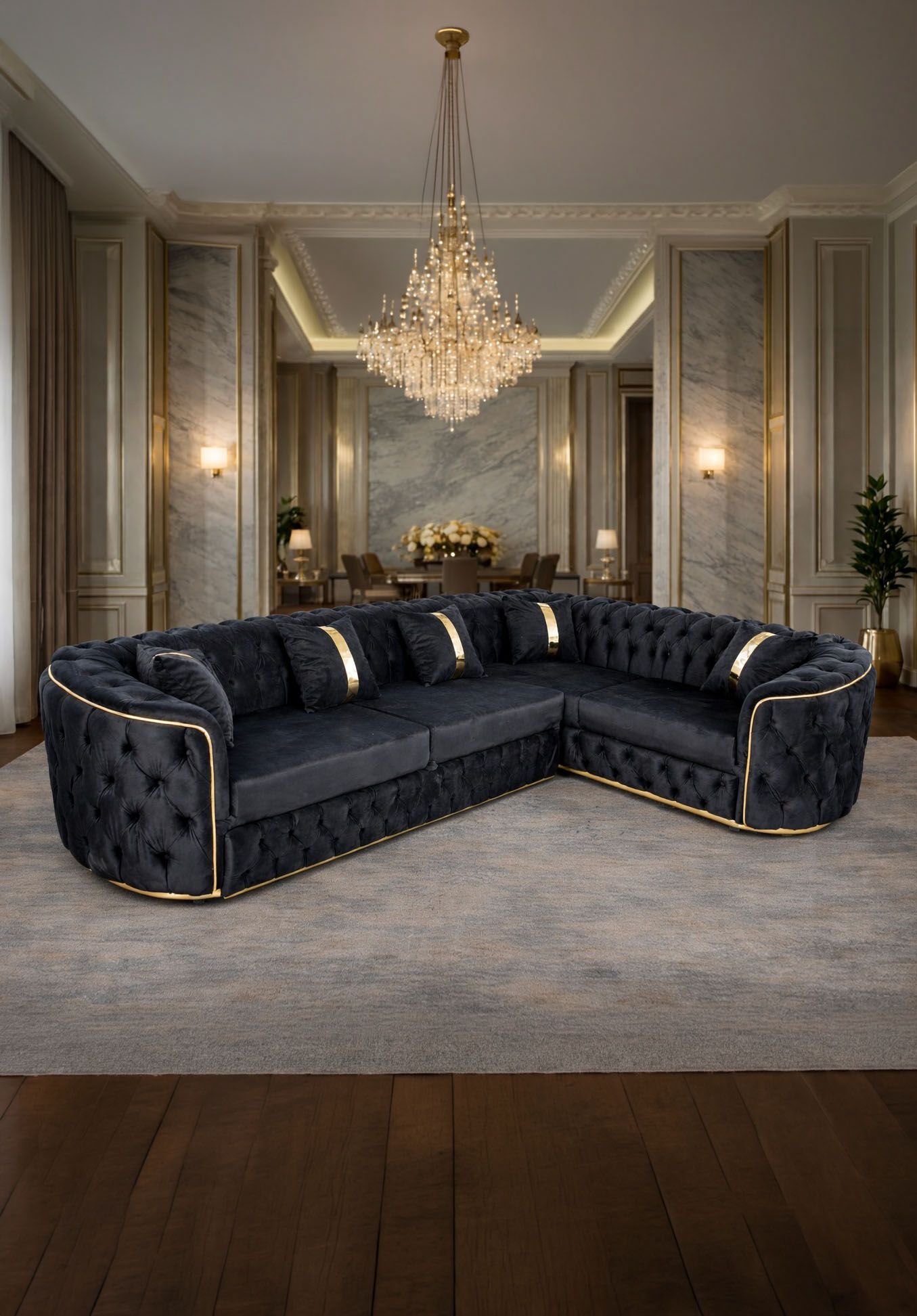 Colțar extensibil Lugano de la IMPACT MOB, dimensiuni 180x270 cm, cu tapițerie confortabilă și spațiu de depozitare.