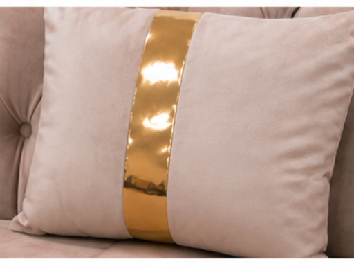 Detaliu al colțarului Lugano IMPACT MOB, tapitat cu catifea, de 270x270 cm, cu finisaje și textură elegantă.