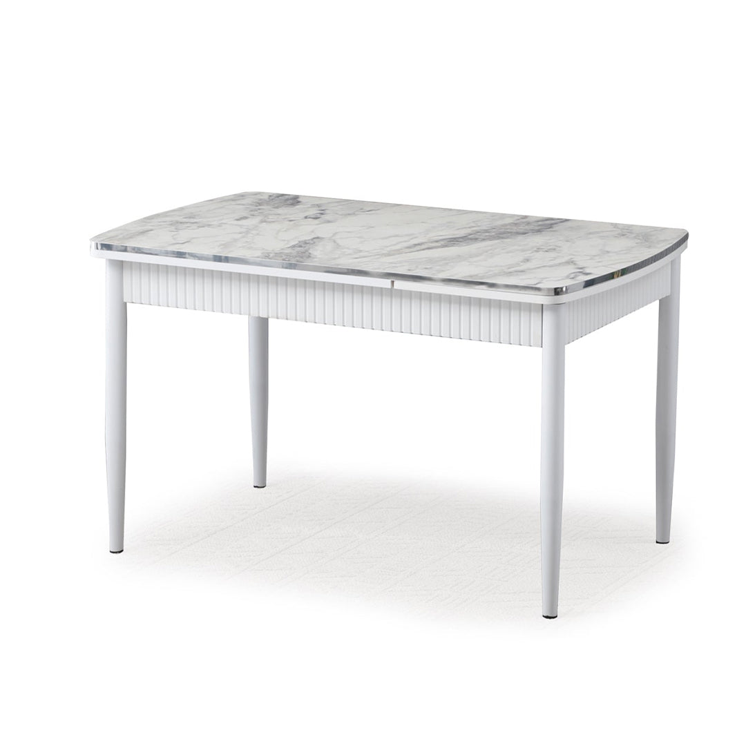 Masă de living, pătrată, extensibilă, blat alb, Sonata