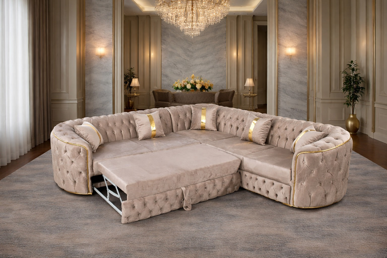 Coltar Lugano Extensibil 270x270 cm tapitat catifeaa