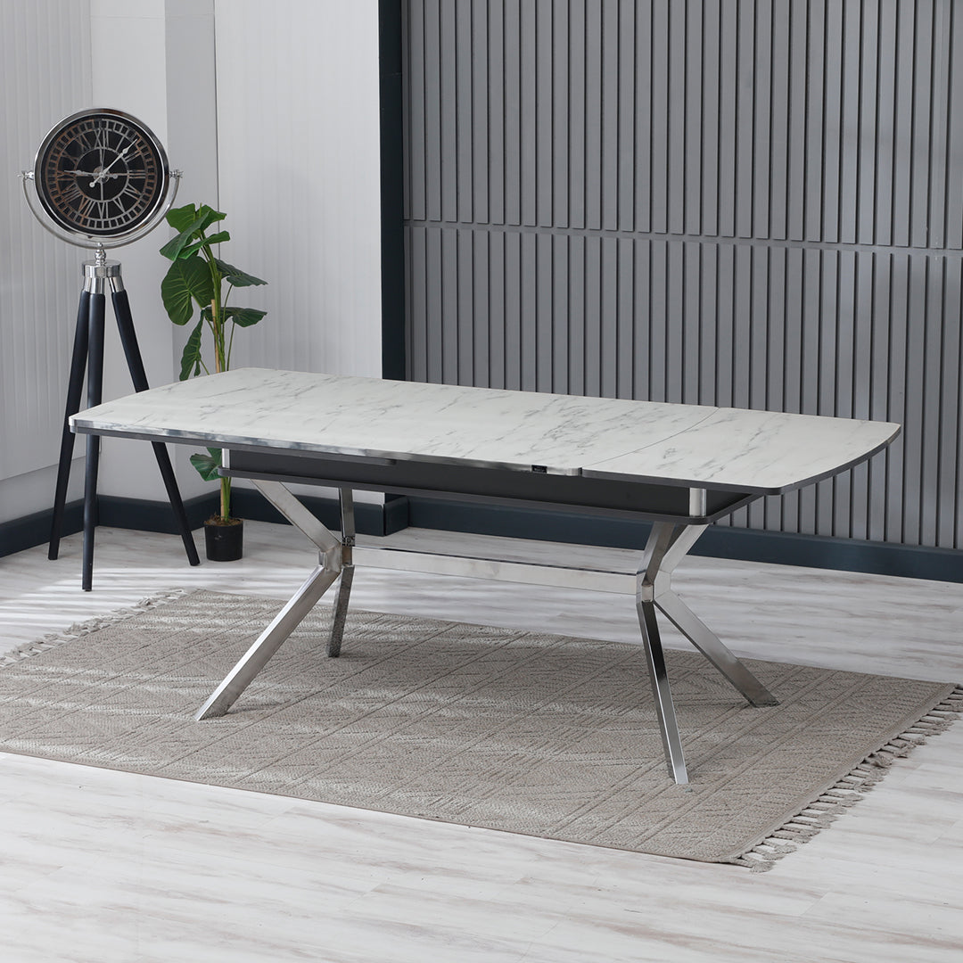 Set masă cu 6 scaune, pătrată, extensibilă, Aria
