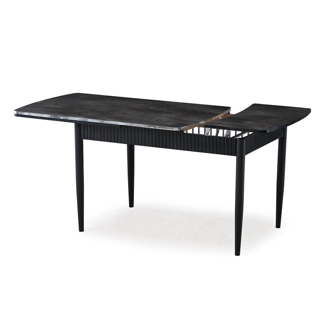 Masă de living, pătrată, extensibilă, blat negru, Sonata