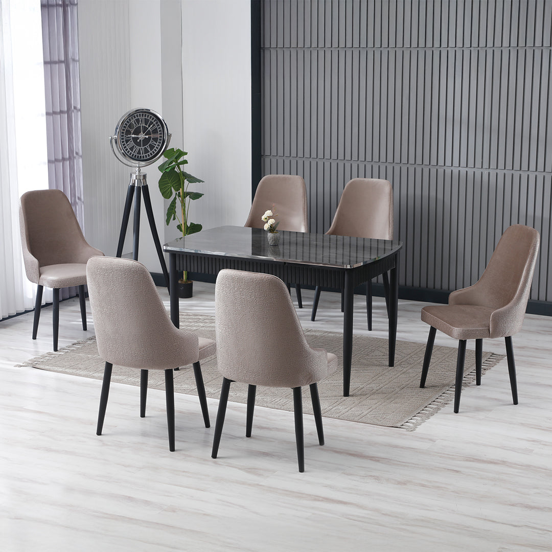 Masă de living, pătrată, extensibilă, blat negru, Sonata