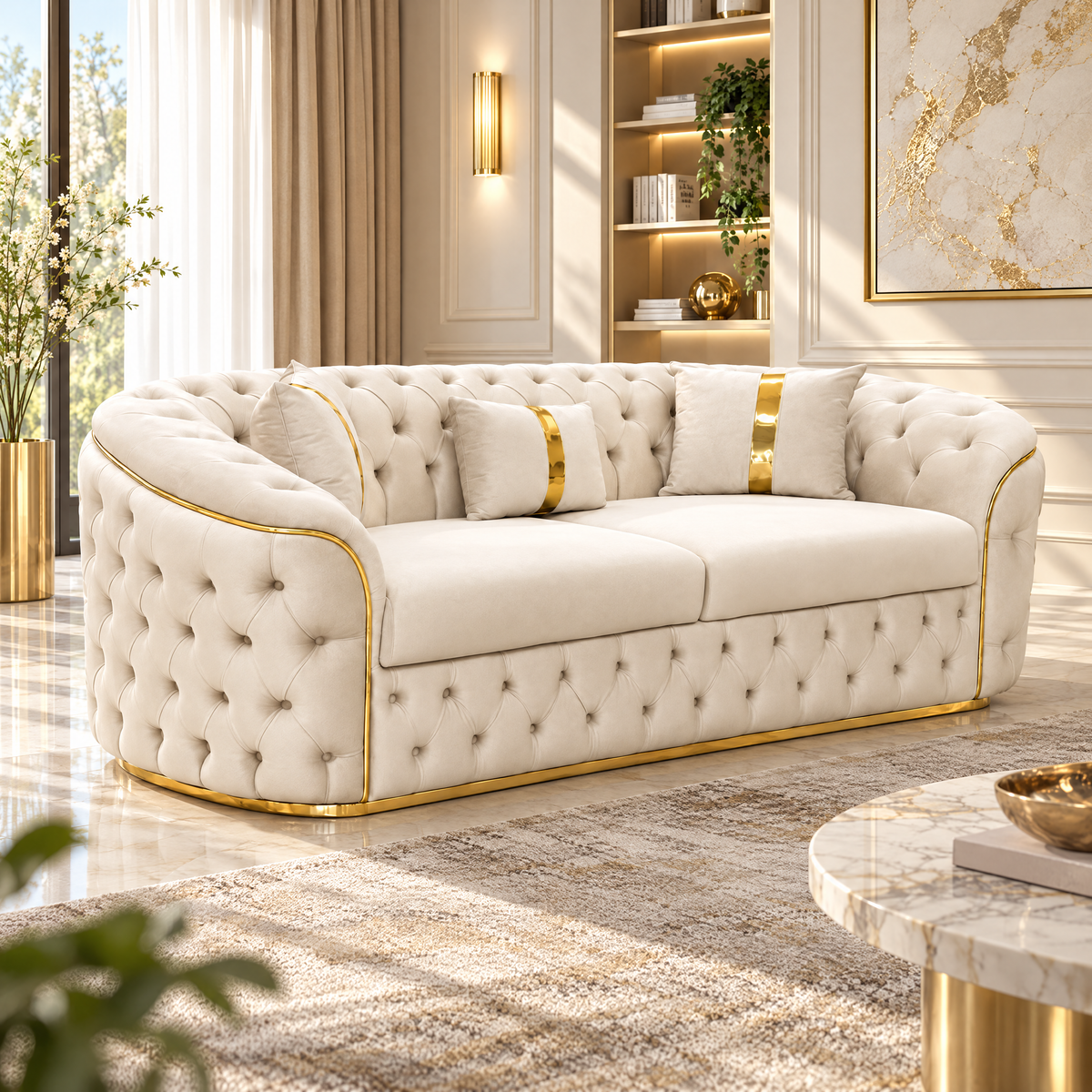 Canapea Lugano fixă, 230x90 cm, culoare 01, cu tapițerie textilă și design modern, de la IMPACT MOB.