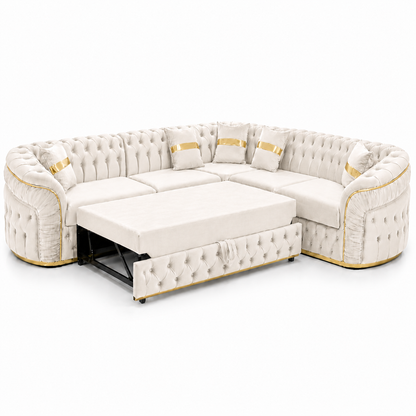 Colțar extensibil IMPACT MOB Xtreme, 270x270 cm, tapitat cu catifea în nuanțe neutre, pentru living modern.