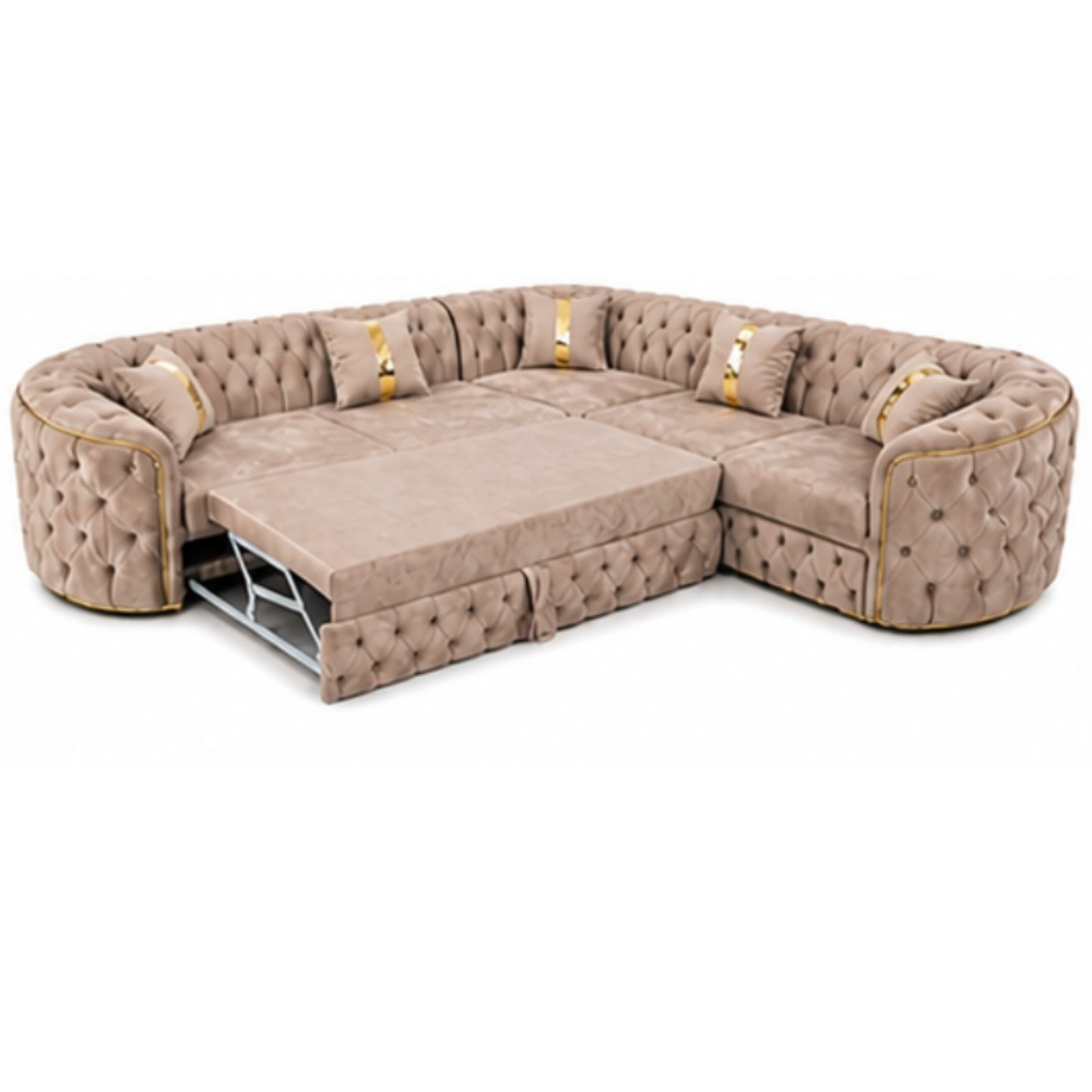 Canapea extensibilă Lugano IMPACT MOB, tapitată cu catifea, dimensiuni 270x270 cm, în nuanțe elegante de culoare.