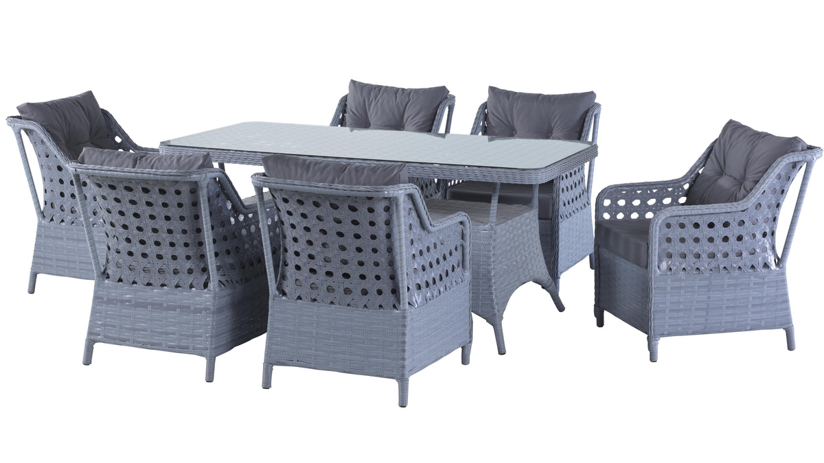 Set Mobilier Grădină Lifos pentru 6 Persoane cu Aluminiu și Ratan – Ideal pentru Relaxare