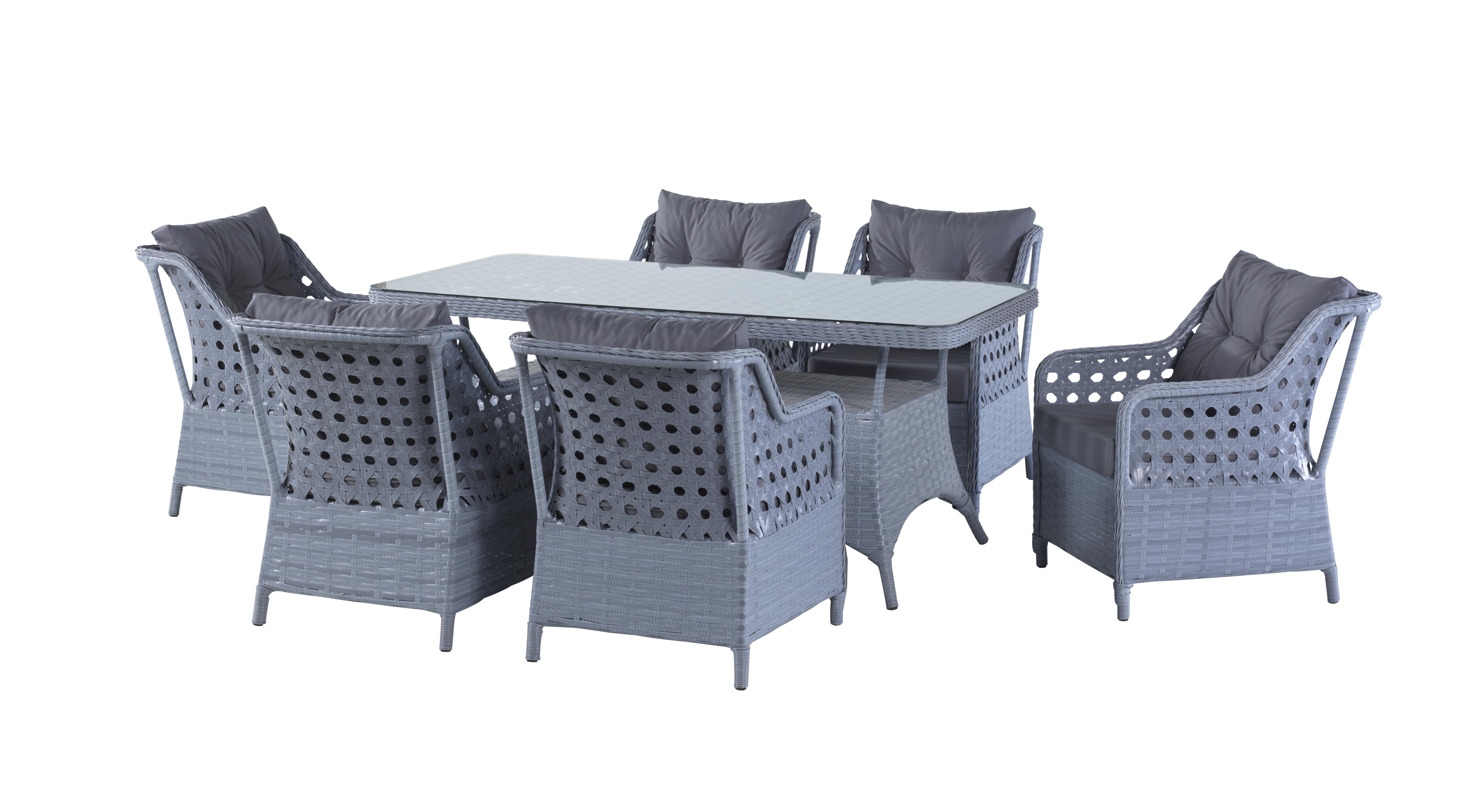 Set Mobilier Grădină Lifos pentru 6 Persoane cu Aluminiu și Ratan – Ideal pentru Relaxare