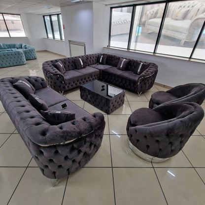 Fotoliu catifea, Cavali - Stil Chesterfield