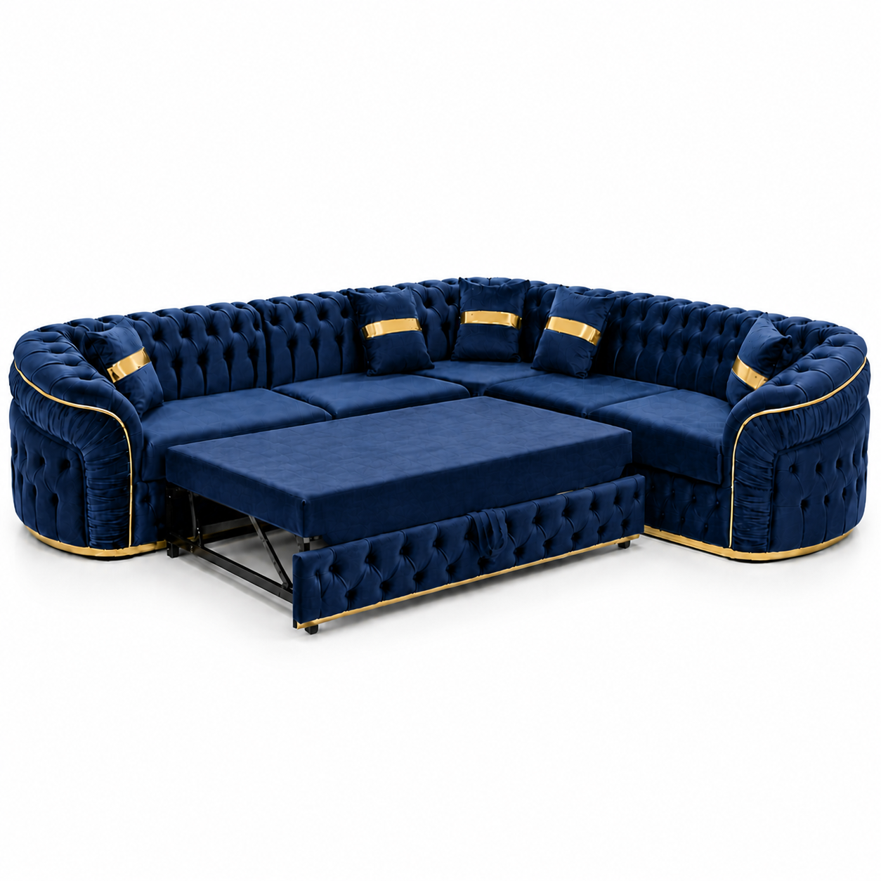 Colțar Xtreme extensibil din catifea, 270cm x 270cm, tapitat, design modern, marca Impact Mob, pentru living confortabil