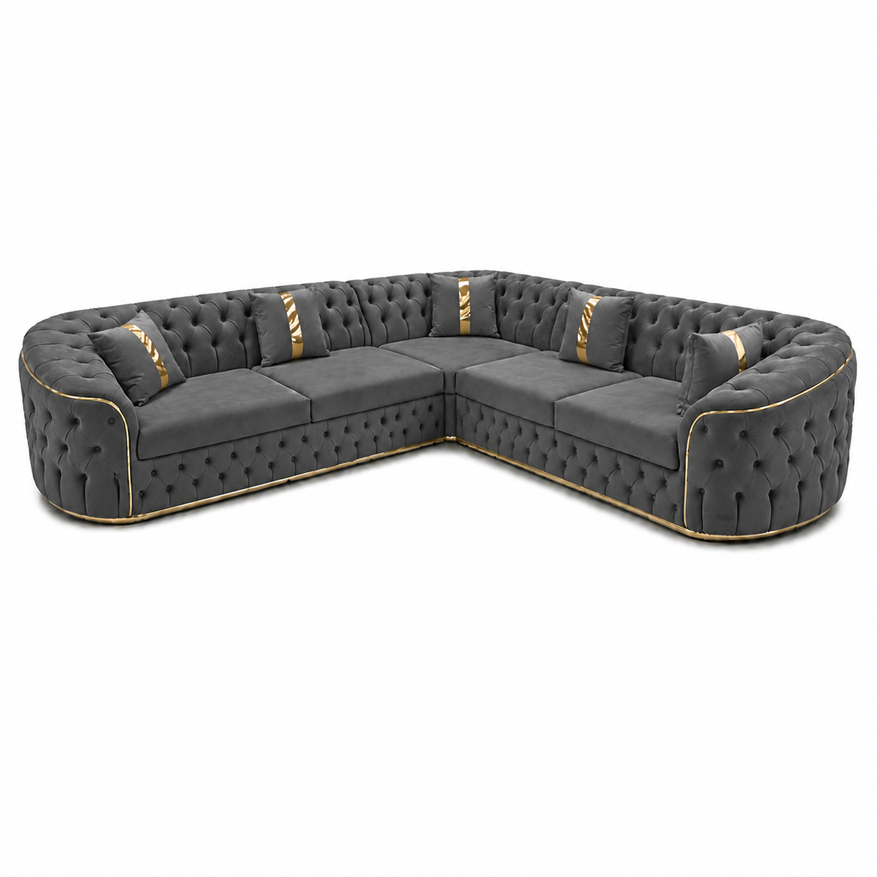 Canapea colțar Lugano din catifea, dimensiuni 270x270 cm, brand IMPACT MOB, cu tapițerie elegantă și confortabilă.