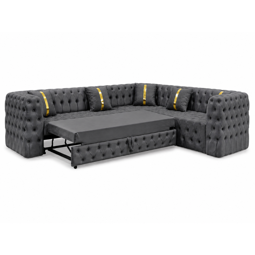 Canapea extensibilă California IMPACT MOB, 270x270cm, tapitată cu catifea, design modern și confortabil.