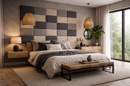 Panou decorativ tapițat dreptunghiular 30cm x 60cm, design modern, cu textură textilă, marca IMPACT MOB