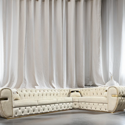 Colțar catifea, fix, Cicago - Stil Chesterfield