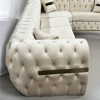 Colțar catifea, fix, Cicago - Stil Chesterfield