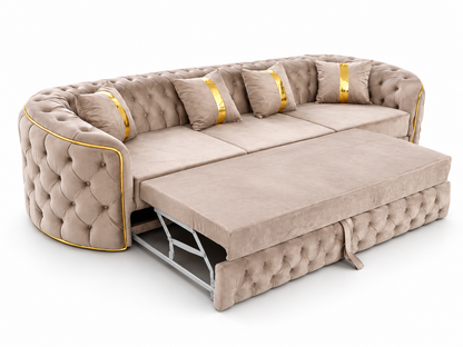 Canapea extensibilă IMPACT MOB Lugano, 4 locuri, cu tapițerie luxoasă și design modern, vizibil în imagine.