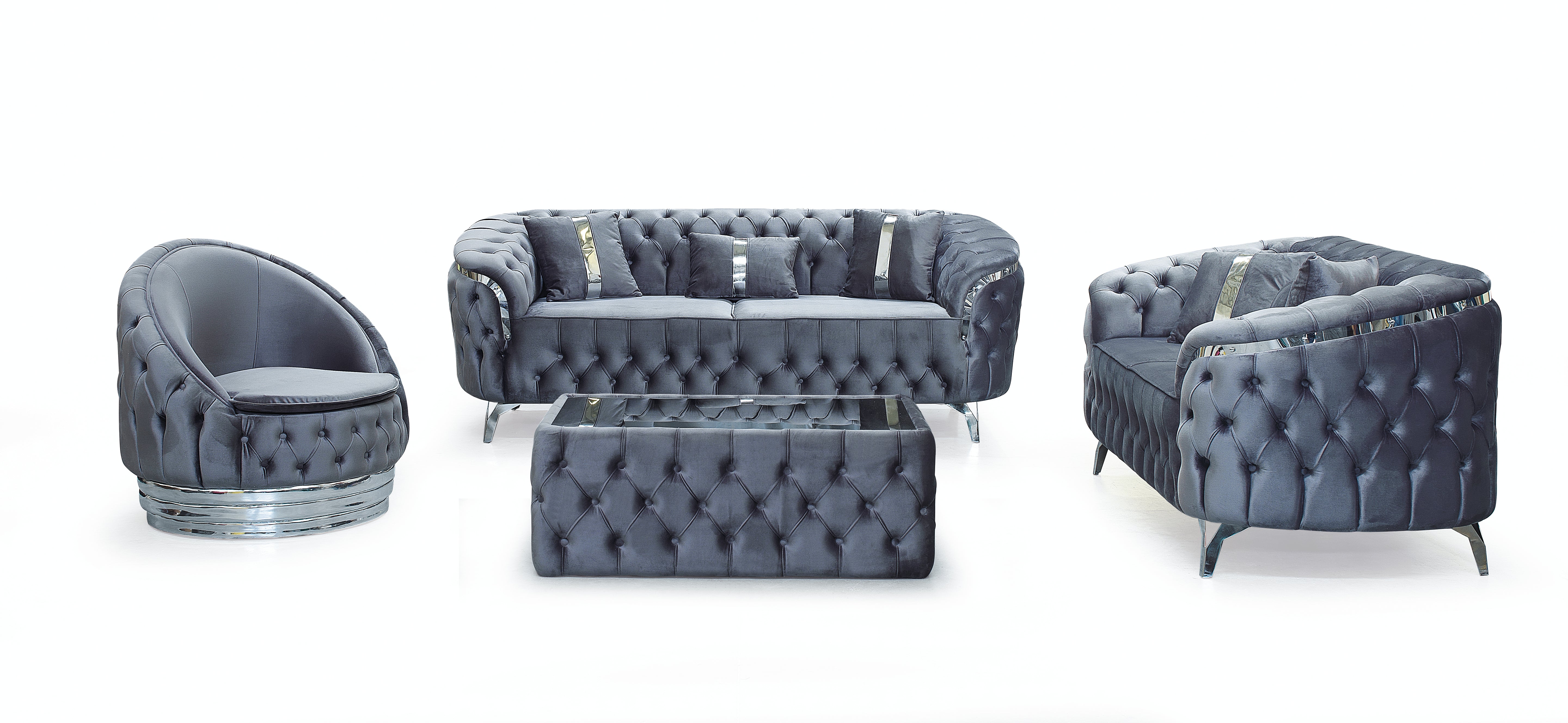Canapea Fixa 3 locuri Cavali tapitat catifea 235x90 cm culoare 24