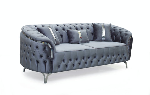 Canapea fixa Cavali 3 persoane Catifea stil Chesterfield