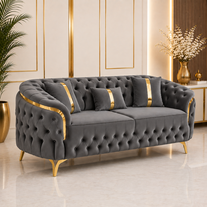 Canapea Fixa 3 locuri Cavali tapitat catifea 235x90 cm culoare 25