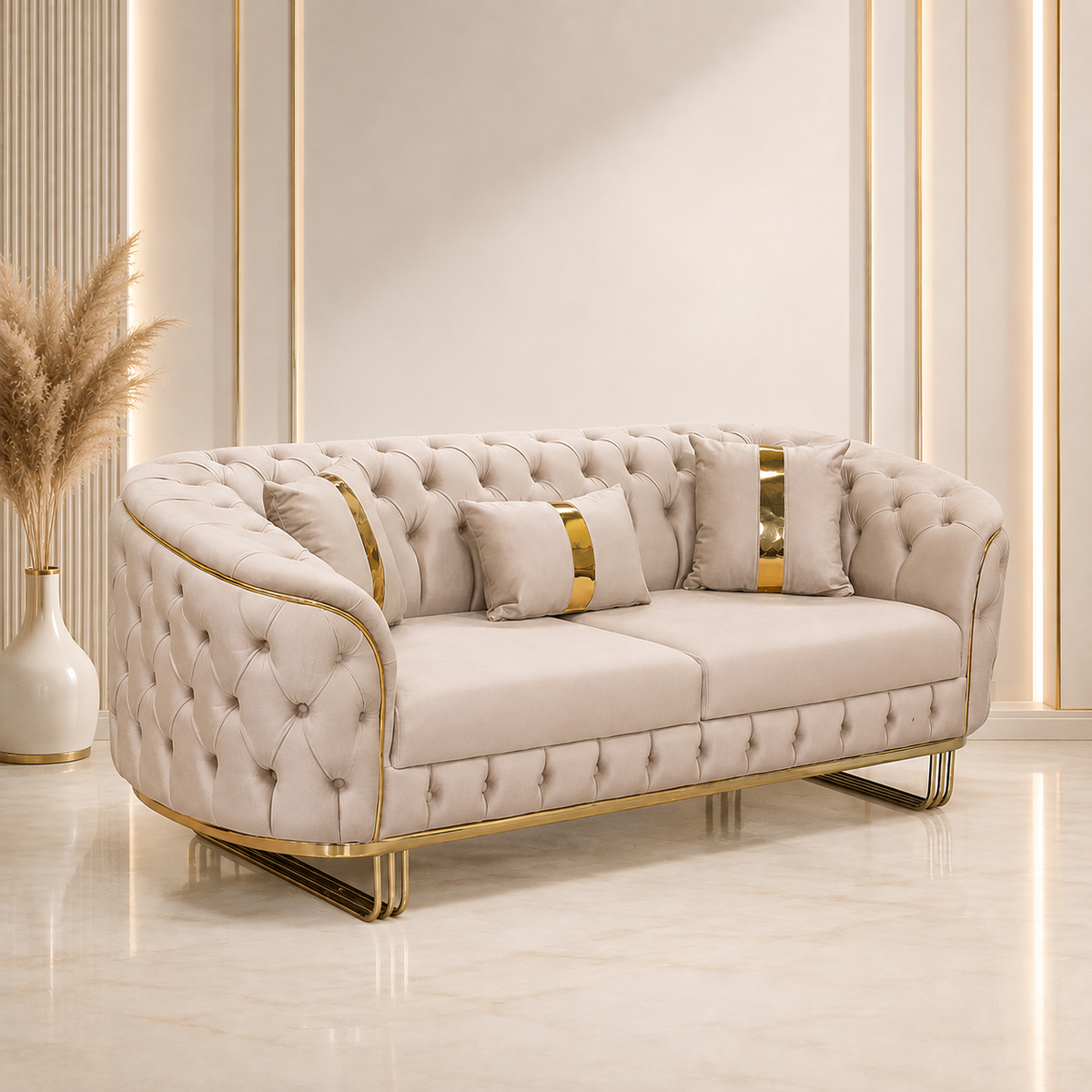 Canapea Fixa 3 locuri Baloon tapitat catifea 235x90 cm Culoare 03