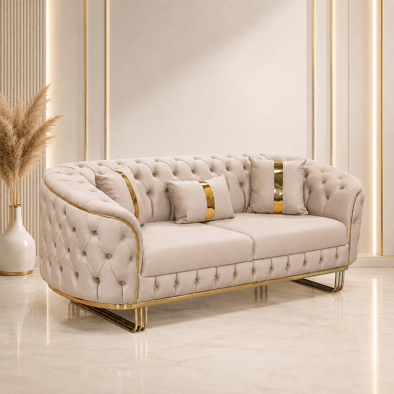 Canapea Fixa 3 locuri Baloon tapitat catifea 235x90 cm Culoare 03