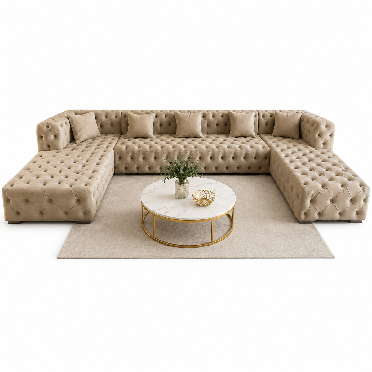 Canapea colțar Dallas IMPACT MOB, L 330x220 cm, cu tapițerie în nuanțe neutre, vizibilă în imagine.