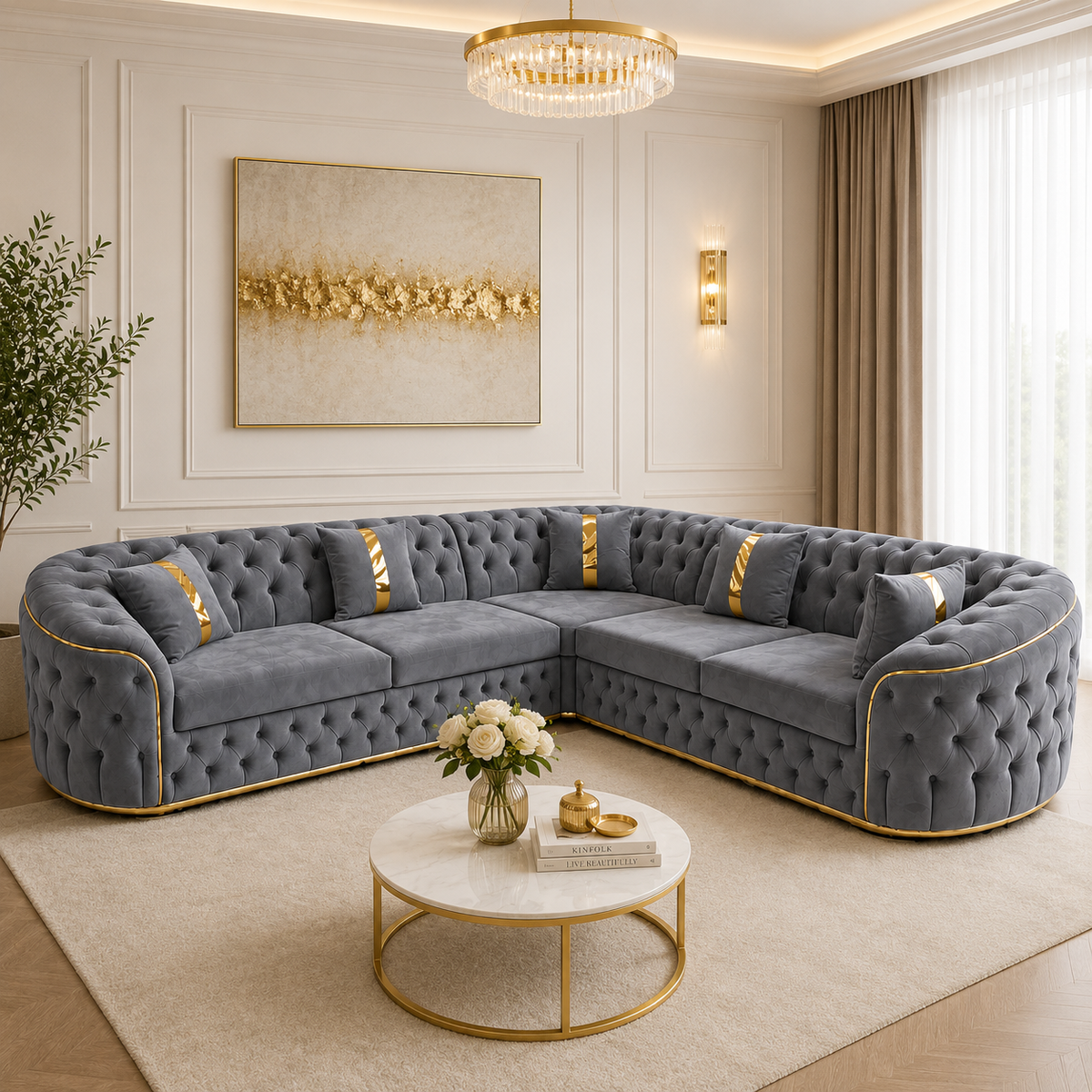 Coltar Lugano Fix / Extensibil 270 cm x270 cm tapitat catifea Culoare 24
