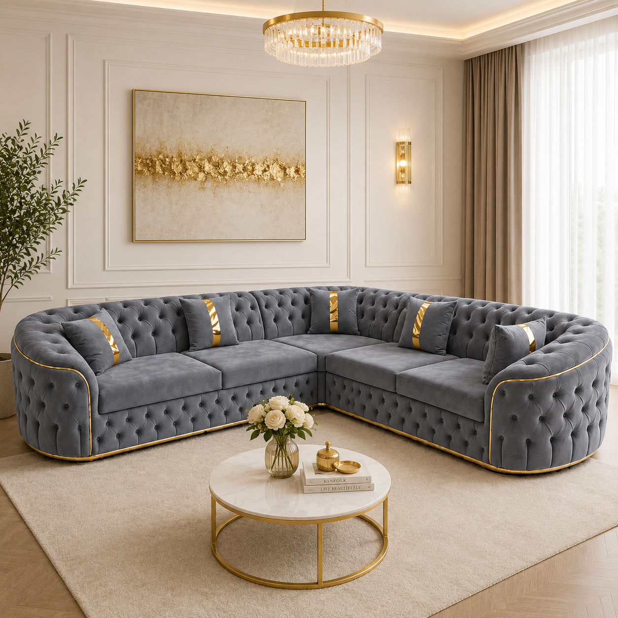 Coltar Lugano Fix / Extensibil 270 cm x270 cm tapitat catifea Culoare 24