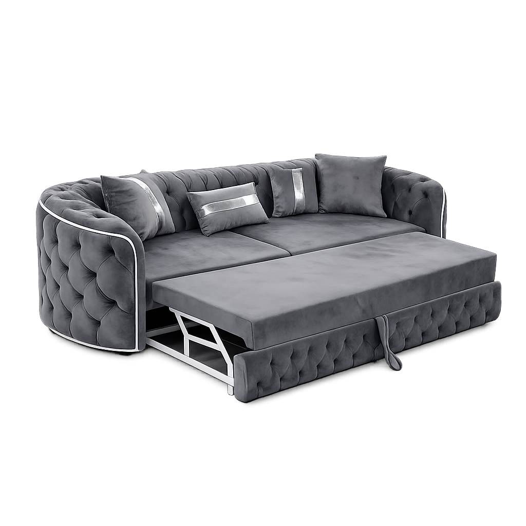 Canapea extensibilă Lugano 3 locuri tapitată cu catifea, brand Impact Mob, în nuanțe elegante, ideală pentru living modern.
